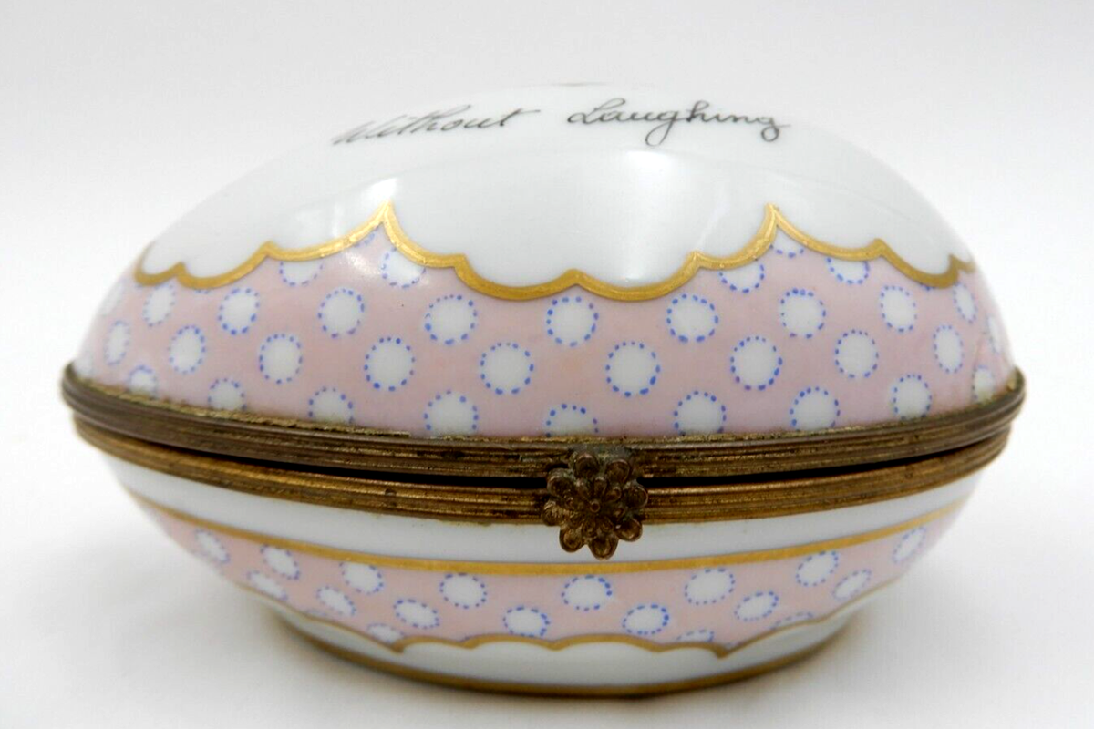 VINTAGE TIFFANY LE TALLEC LIMOGES PINK ROSE PORCELAIN EGG