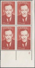 Plate Block of 4 stamps - Scott 2239 - 22 cent - T.S. Eliot - 1986 - MNH