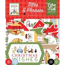 Echo Park Cardstock Ephemera Winnie The Pooh Christmas Titles  Phrases