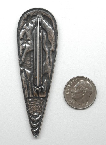 #5028P ANTIQUED .925 STERLING SILVER PLATED REVERSE TEARDROP CRANE PIN - Picture 2 of 2