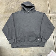 vintage russell athletics dark grey heavyweight blank hoodie size xl