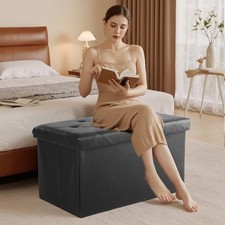 Upholstered Folding Storage Ottoman Bench