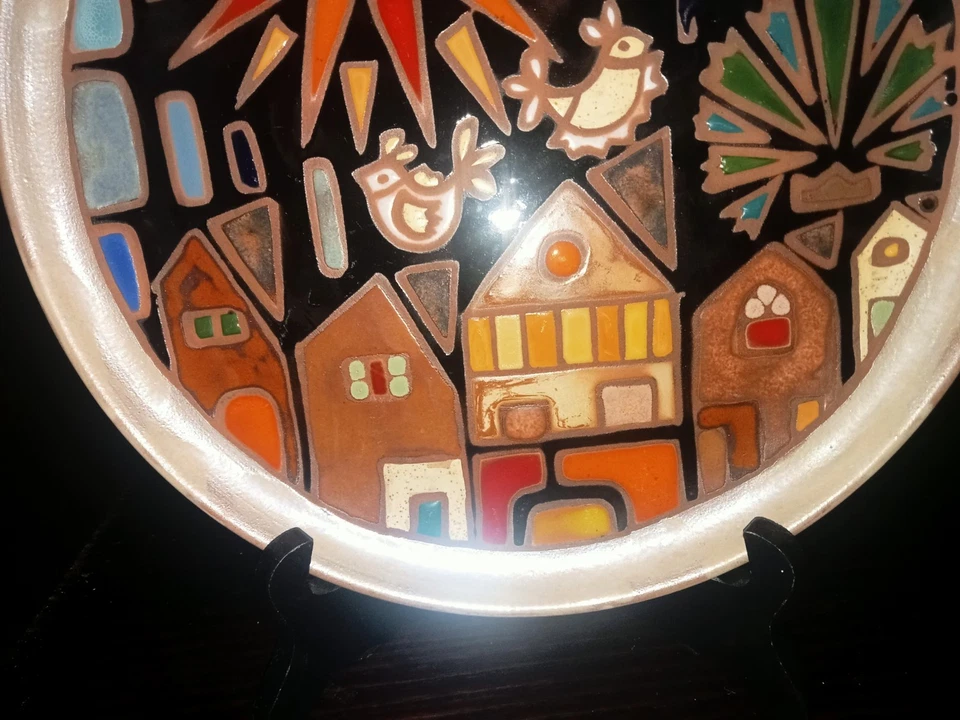  Assiette Vintage Céramique Émaillée Vallauris Martine Azéma Picault Capron  - Photo 3/4