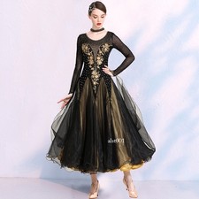 Latin Ballroom Dance Dress Modern Salsa Waltz Standard Long Dress 2 Colors Sz