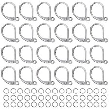 TOAOB 100pcs Stainless Steel Lever Back Earring Kit Clasps leverback Silver