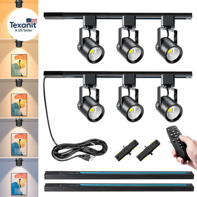 Plug in Track Lighting with Power Cord & Remote, 6-Light LED Track Lighting Kit