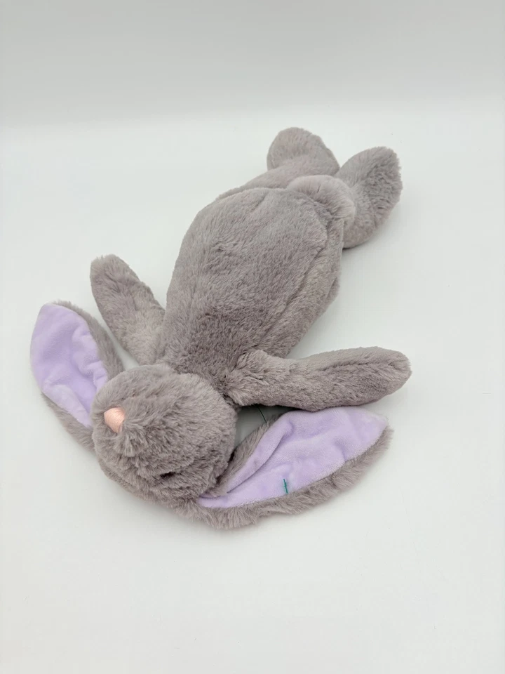 Muñeco de peluche Manhattan Toys gris conejo orejas moradas lindo bebé cariñoso Foto 4 de 4