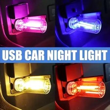 4pcs Blue LED Car Interior USB Night Lights Glass Touch Control Atmosphere Light