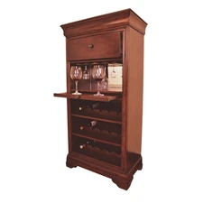 English Tudor Bar Cabinet with Wine Glass Rack and Bottle Storage