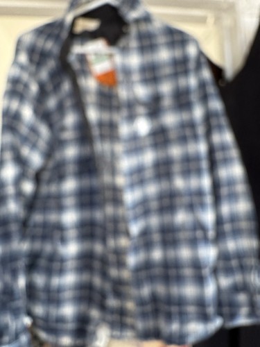 Vtg Field & Stream Shirt MensL Blue/White Plaid Heavy Flannel Barn Jacket NWT - Picture 6 of 11