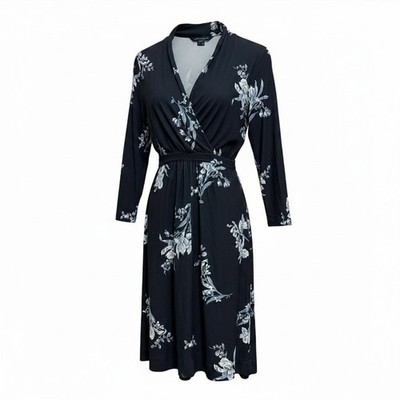Cottagecore French Connection Floral Navy Laila slinky Jersey Dress 8