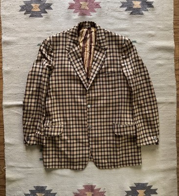 Vtg 1960s Gross Original Denver Plaid Wool Western Style Hippie Blazer Size 46 L