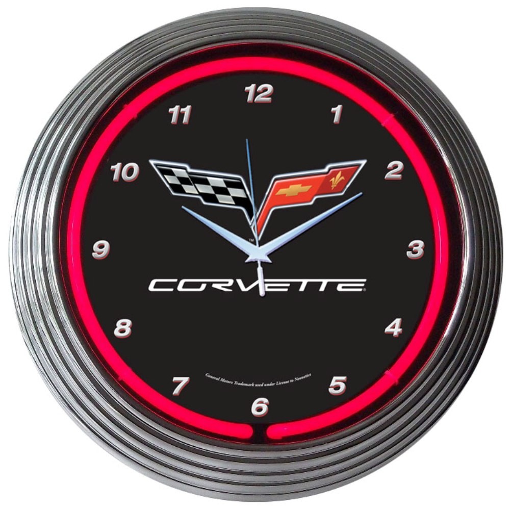Corvette C6 Neon Clock Cars Gameroom Basement Mancave Garage Wall Art Decor