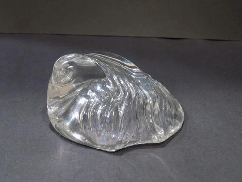 Steuben Glass 4" Crystal Abalone or Conch Shell Figural Paperweight Vintage