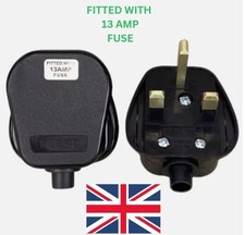 Black Mains Plug 13A UK 3 PIN 240V 13AMP Electric Power Socket Adaptor Fused UK