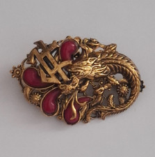 Antike Brosche um 1900 mit Drachenmotiv Chi-RhoMonogramm