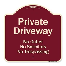 Designer Private Driveway Outlet Solicitors Trespassing Sign 18x18 USA