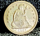 1857 O Seated Liberty Quarter AU In Grade 100% Original Scarce Date.