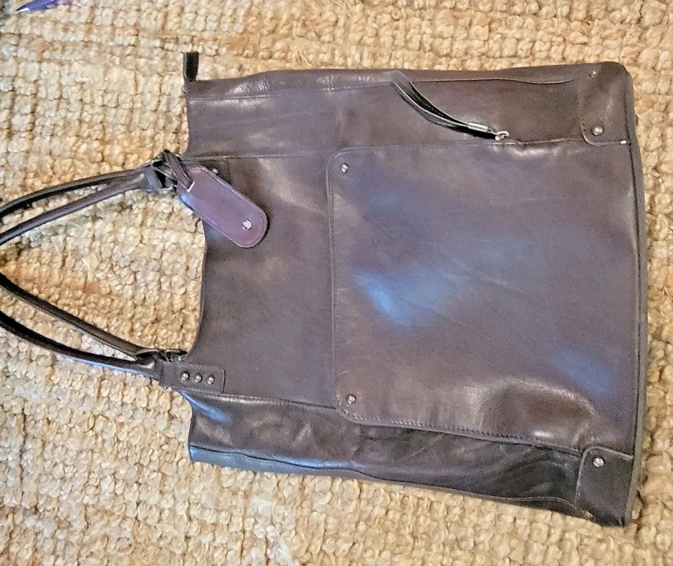 Solo Chambers Premium Leather Laptop Bucket Travel Tote Bag Case Espresso Brown - image 2 of 4