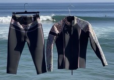 PrAna 2 Pc Neoprene Wetsuit Set Women M Top S Bottom Surf Swim Floral