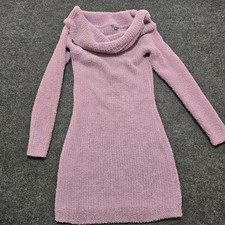 Wild Fable Purple Fuzzy Cowl Neck Sweater Dress Womens Large L Boucle Plush Cozy