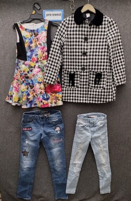 Assorted Brands 4-Pack Girls Coat + Mini Dress + 2 jeans Size 10