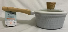D&W Deane & White 1.9qt Sauce Pan 7” Shiny White/Wooden Handle NWT