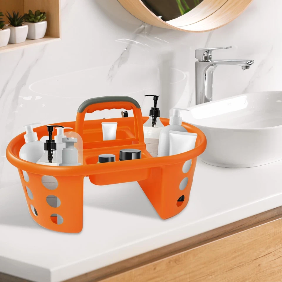 Large Portable Shower Caddy 2pc Plastic Tote with Handle Dorm Bathroom Orange - Image 4 of 4