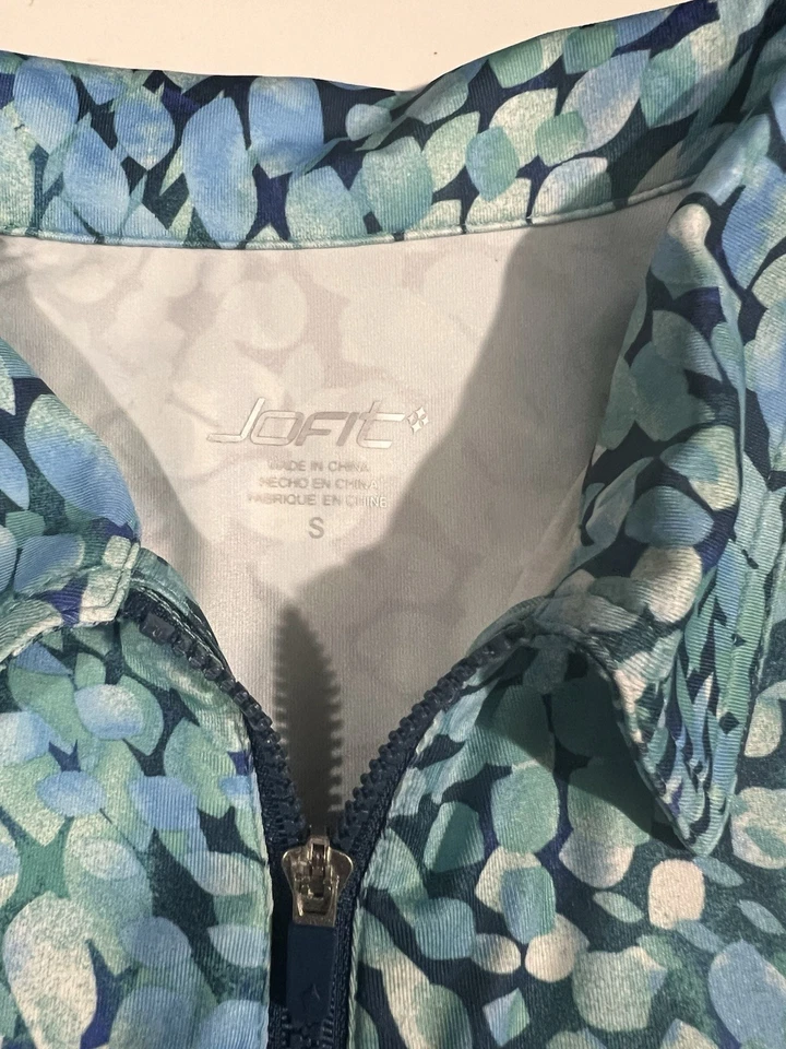 Jofit Womens Lightweight Green/Blue Sleeveless Golf Polo Shirt 1/4 Zip Size S - Image 3 of 4