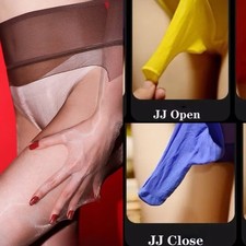 Men U Convex Pouch Sheath Oil Glossy Shiny Sockings Pantyhose Sheer Thin Tights