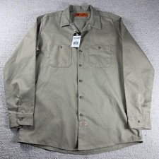 Dickies Industrial Collared Work Mechanic Button Shirt Beige Men  s Size XLT