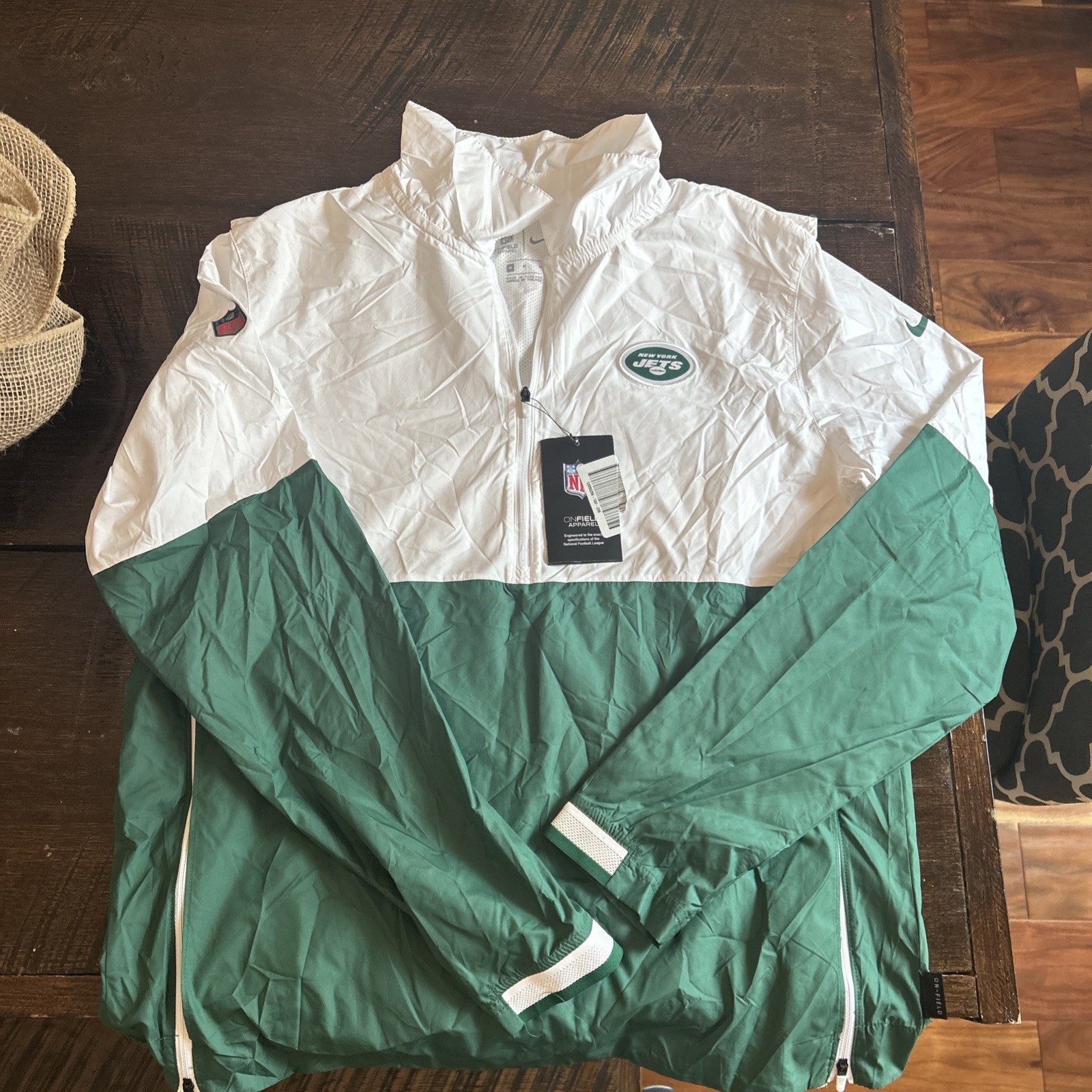 SACAI X NIKE New York Jets Nike NFL On Field 1 2 Zip Uomo Verde Bianco Nuovo Medium