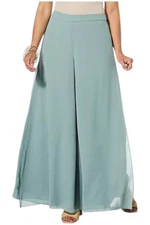WynneLayers Women's Pull-On Chiffon Double-Layer Palazzo Pant Lichen