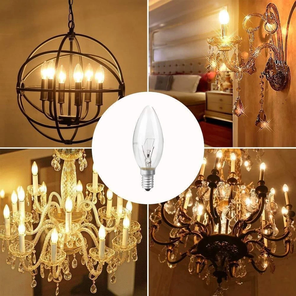 10x Clear Small Edison 40W Lamp Candle Light Bulbs E14 Screw Base Dimmable - Image 3 of 4