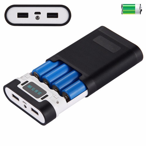 Black/White 2000mAh-12000MAh 4*18650 Battery Power Bank DIY Case Shell Box A - Photo 12 sur 32