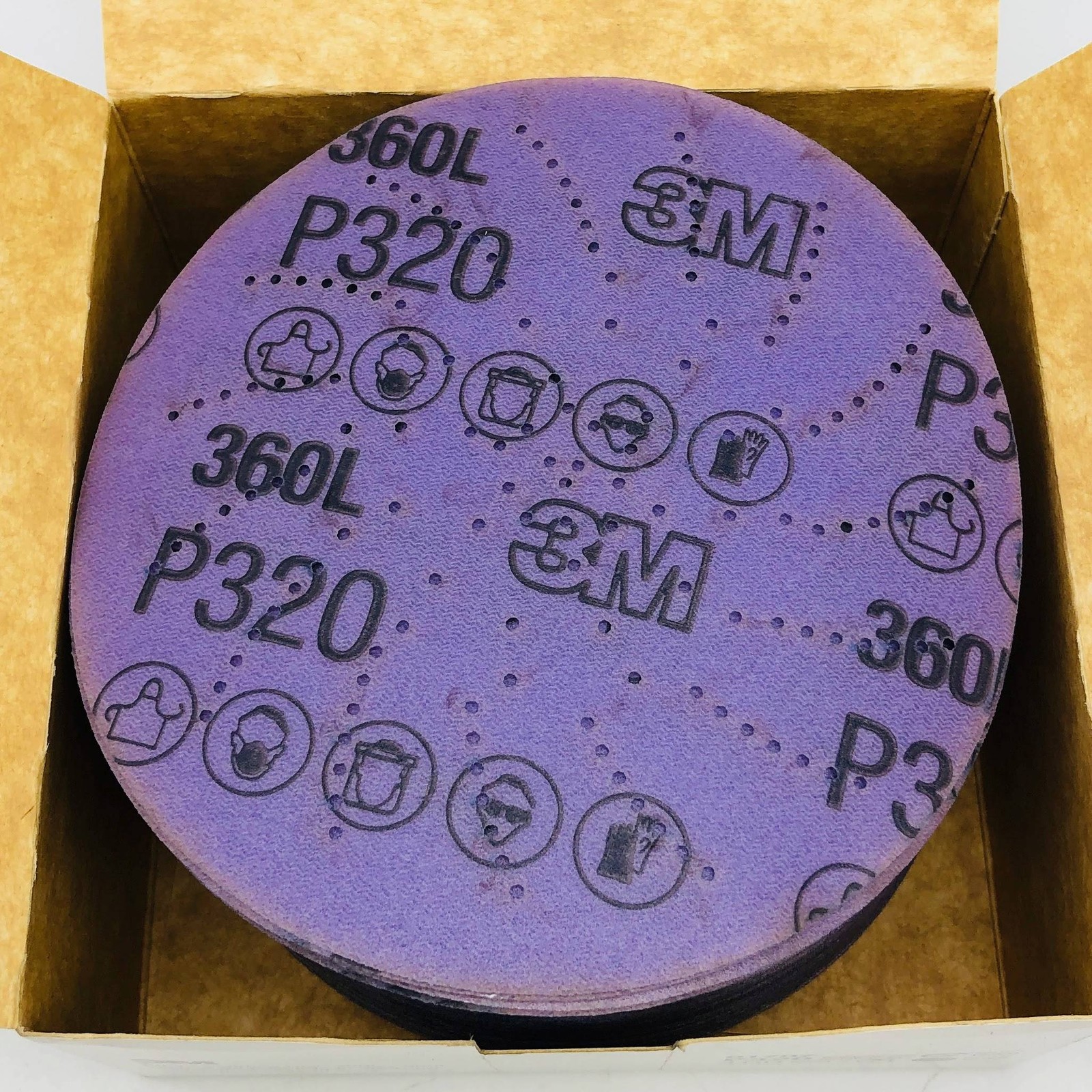 3M 01707 Clean Sanding Disc 5in x NH 360L Hookit P320 AO Multi Hole Dust 100pk