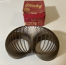 Late 1940s Early 1950s James Industries Slinky Walking Spring Toy With Box