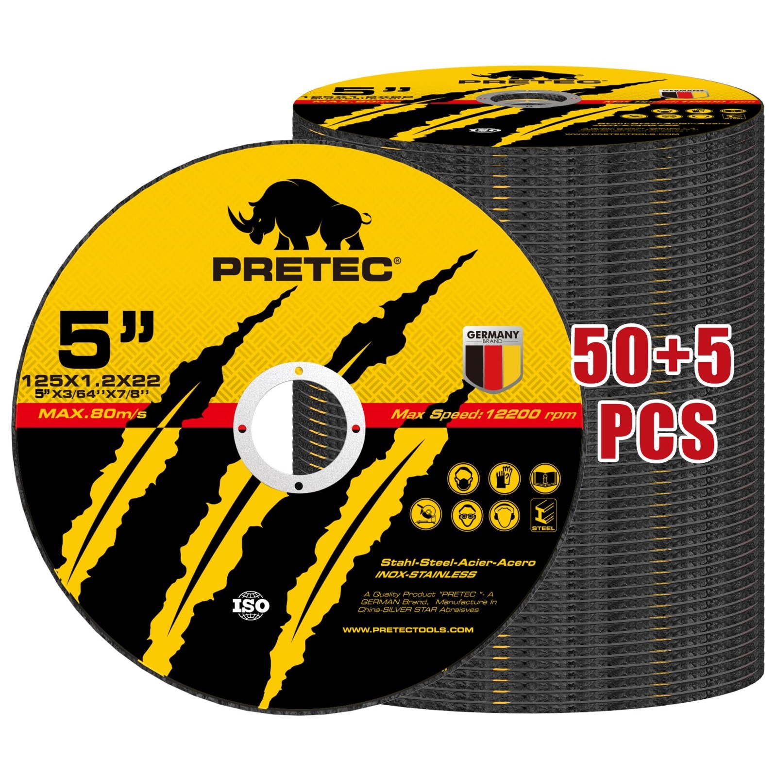 110 Pack 5 x 7/8 in Cut-Off Wheels, Professional Cutting Discs for Angle Grinder - Thumbnail 1