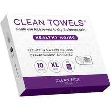 Clean Skin Club Healthy Aging Clean Towels  XL, Travel Pack, Smooths Fine Lines
