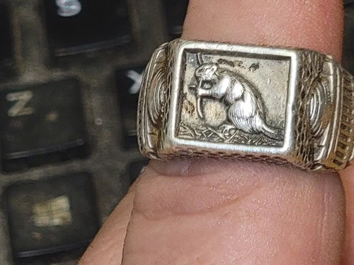 VINTAGE 1966 THE RAT MIT CLASS RING STERLING SILVER