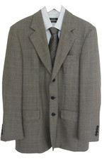 Oscar de la Renta 40 Long Houndstooth Wool Suit Jacket Necktie RTV 275