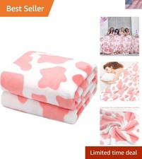 Strawberry Cow Print Blanket - Lightweight Flannel Throw 40x50 for All Seasons