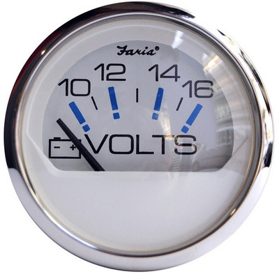 Faria Beede Instruments 13805 Chesapeake White Ss 2'' Voltmeter 10-16 Vdc