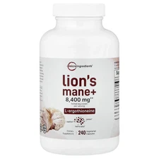 Lion's Mane + L-Ergothioneine, 240 Vegetarian Capsules