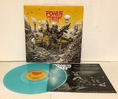 POWER TRIP opening fire Lp LIGHT BLUE COLORED Vinyl Record with lyrics insert