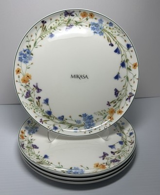 Set of 4 Mikasa QUINN Bone China Floral Wildflower Luncheon/Salad Plates 9.5 