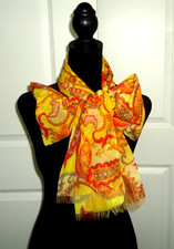 Vintage Groovy 70s Paisley Double Scarf Neckerchief Wrap Size-72x7 in
