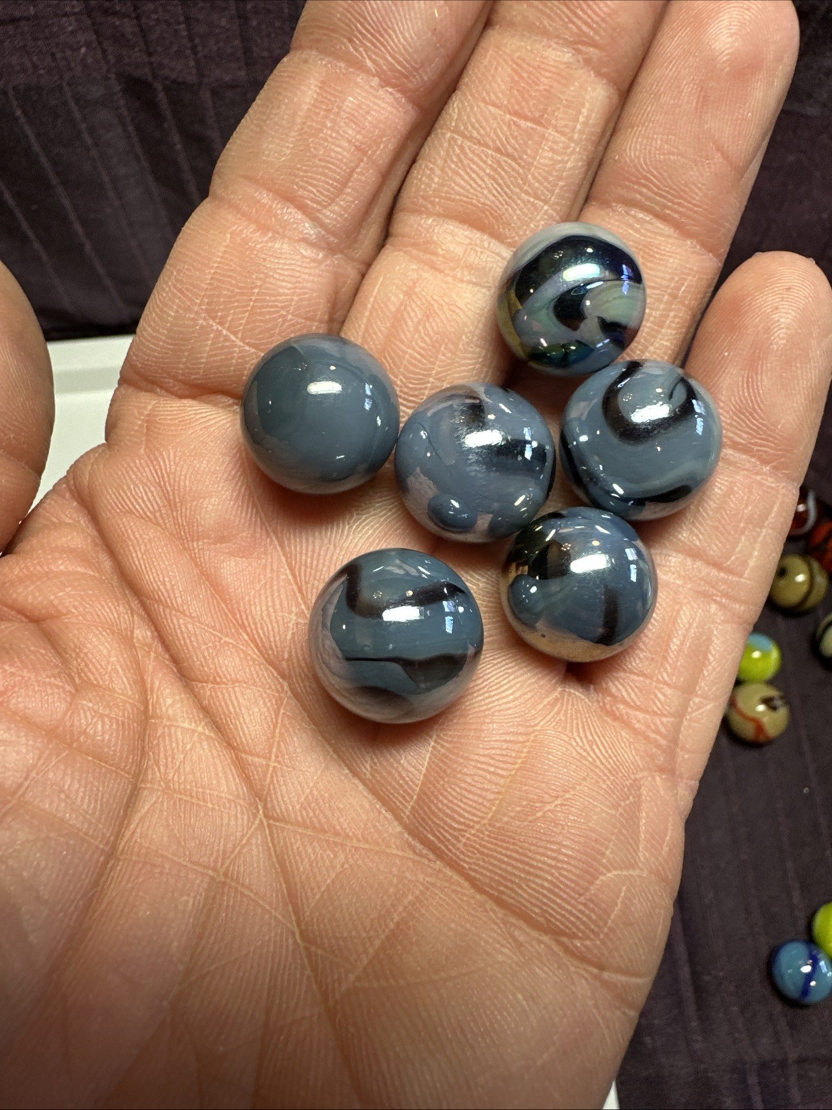 Vintage estate Find Swirl Agate? Colorful iridescent Random Collection marbles 