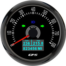 85mm Black Gps Speedometer 0-80mph Gauge With Trip Cog For Boat Car Truck Atv