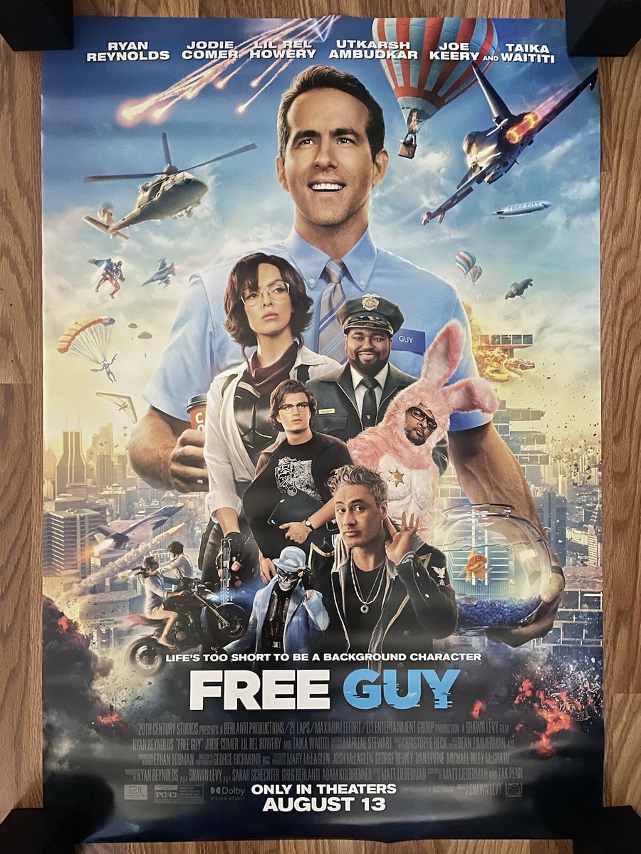 Free Guy 2021 Double Sided Movie Theater Poster 27x40”